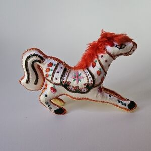 Vintage Embroidered Horse Figurine Or Ornament